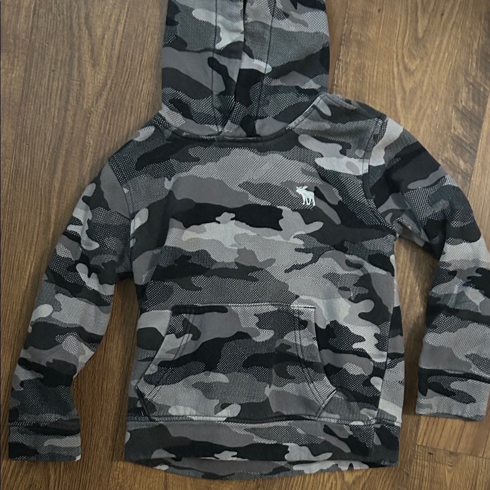 Abercrombie Kids Black and Gray Camouflage Hoodie